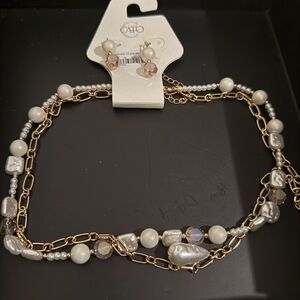 Cato Gold and Pearl Multi-Strand Necklace